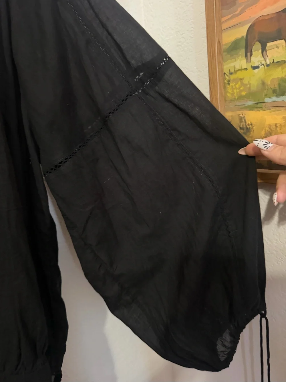 Free People Sundown Balloon Sleeve Black Bodysuit - Size Small New With Tags